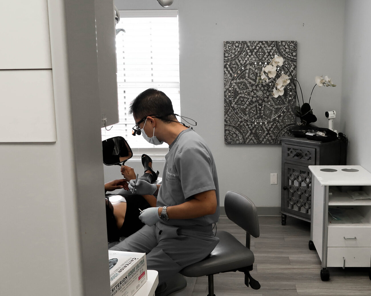 Dentist at work with patient
