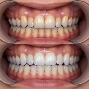 Before and after whitening teeth with Zoom